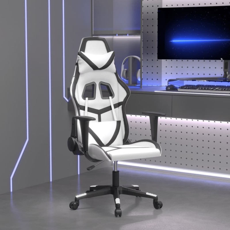 vidaXL Gaming-Stuhl mit Massagefunktion Weiß und Schwarz Kunstleder vidaXL Gaming-Stuhl mit Massagefunktion Weiß und Schwarz Kunstleder