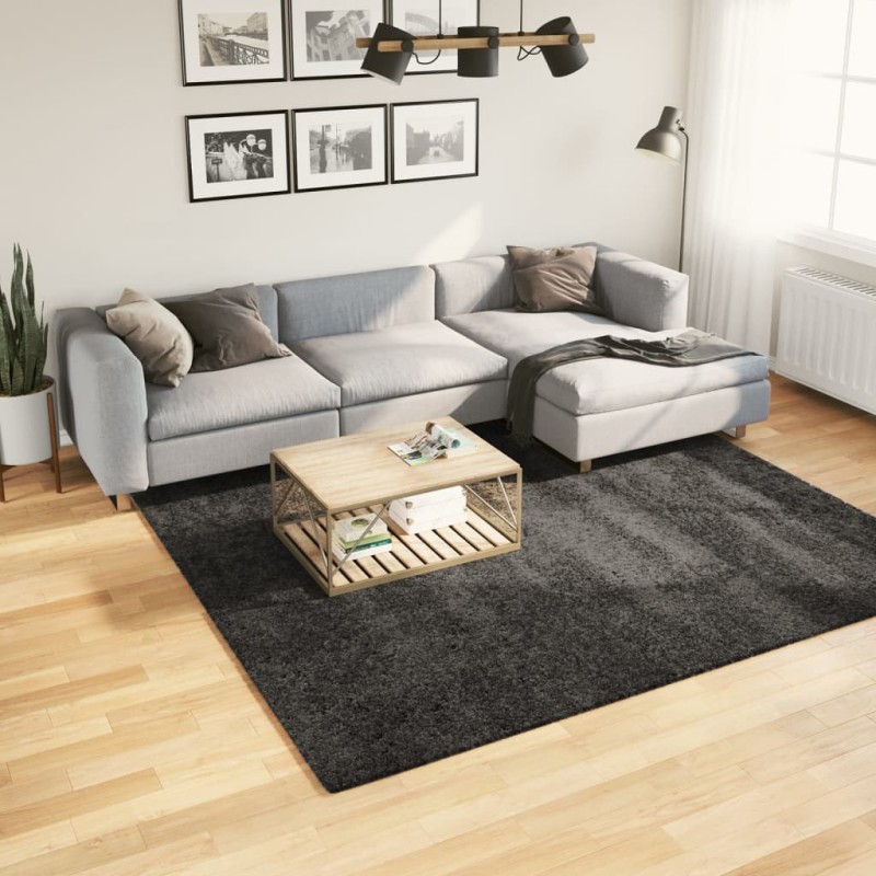 vidaXL Teppich Shaggy Hochflor Modern Anthrazit 240x240 cm vidaXL Teppich Shaggy Hochflor Modern Anthrazit 240x240 cm