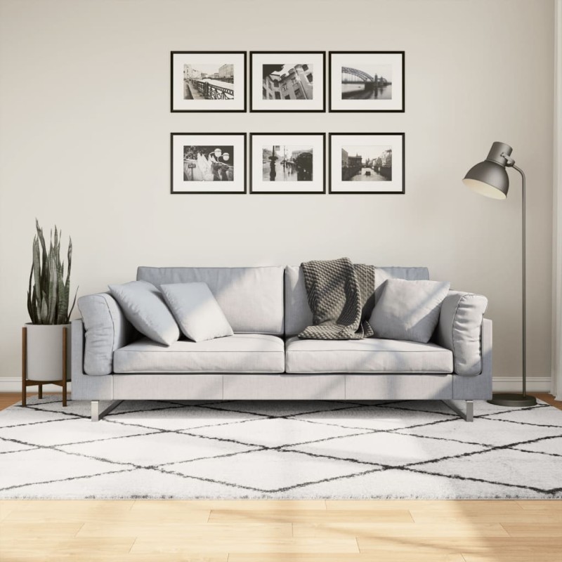 vidaXL Teppich Shaggy Hochflor Modern Creme und Schwarz 160x230 cm vidaXL Teppich Shaggy Hochflor Modern Creme und Schwarz 160x230 cm