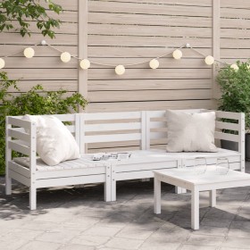 vidaXL Gartensofa 3-Sitzer Weiß Massivholz Kiefer