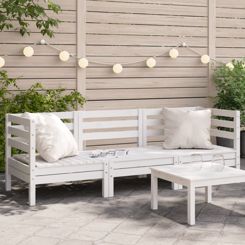 vidaXL Gartensofa 3-Sitzer Weiß Massivholz Kiefer vidaXL Gartensofa 3-Sitzer Weiß Massivholz Kiefer
