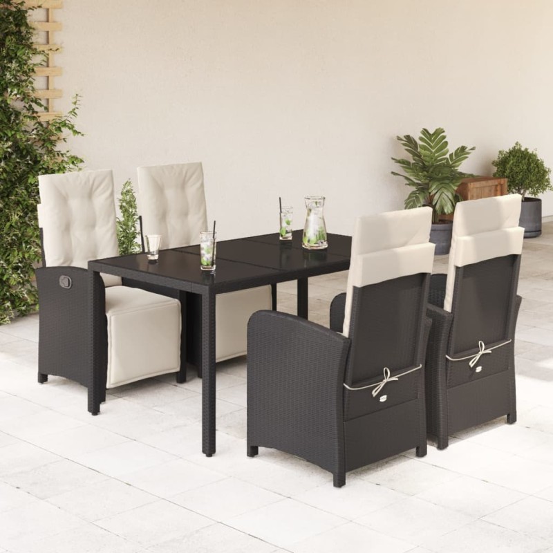 vidaXL 5-tlg. Garten-Essgruppe mit Kissen Schwarz Poly Rattan vidaXL 5-tlg. Garten-Essgruppe mit Kissen Schwarz Poly Rattan