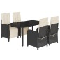 vidaXL 5-tlg. Garten-Essgruppe mit Kissen Schwarz Poly Rattan vidaXL 5-tlg. Garten-Essgruppe mit Kissen Schwarz Poly Rattan