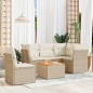vidaXL 6-tlg. Garten-Sofagarnitur mit Kissen Beige Poly Rattan vidaXL 6-tlg. Garten-Sofagarnitur mit Kissen Beige Poly Rattan
