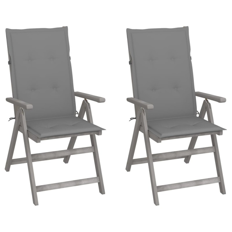 Verstellbare Gartenstühle 2 Stk. mit Auflagen Massivholz Akazie Verstellbare Gartenstühle 2 Stk. mit Auflagen Massivholz Akazie