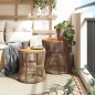 vidaXL Garten-Beistelltische 2 Stk. mit Holzplatte Beige Poly Rattan vidaXL Garten-Beistelltische 2 Stk. mit Holzplatte Beige Poly Rattan
