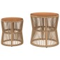 vidaXL Garten-Beistelltische 2 Stk. mit Holzplatte Beige Poly Rattan vidaXL Garten-Beistelltische 2 Stk. mit Holzplatte Beige Poly Rattan