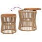 vidaXL Garten-Beistelltische 2 Stk. mit Holzplatte Beige Poly Rattan vidaXL Garten-Beistelltische 2 Stk. mit Holzplatte Beige Poly Rattan