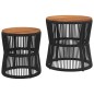 vidaXL Garten-Beistelltische 2 Stk. mit Holzplatte Schwarz Poly Rattan vidaXL Garten-Beistelltische 2 Stk. mit Holzplatte Schwarz Poly Rattan
