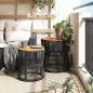 vidaXL Garten-Beistelltische 2 Stk. mit Holzplatte Schwarz Poly Rattan vidaXL Garten-Beistelltische 2 Stk. mit Holzplatte Schwarz Poly Rattan