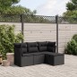 vidaXL 4-tlg. Garten-Sofagarnitur mit Kissen Schwarz Poly Rattan vidaXL 4-tlg. Garten-Sofagarnitur mit Kissen Schwarz Poly Rattan