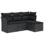 vidaXL 4-tlg. Garten-Sofagarnitur mit Kissen Schwarz Poly Rattan vidaXL 4-tlg. Garten-Sofagarnitur mit Kissen Schwarz Poly Rattan