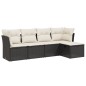 vidaXL 5-tlg. Garten-Sofagarnitur mit Kissen Schwarz Poly Rattan vidaXL 5-tlg. Garten-Sofagarnitur mit Kissen Schwarz Poly Rattan