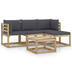 5-tlg. Garten-Lounge-Set mit Anthrazit Kissen