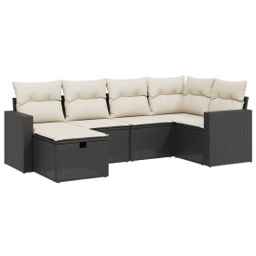 vidaXL 6-tlg. Garten-Sofagarnitur mit Kissen Schwarz Poly Rattan