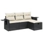 vidaXL 4-tlg. Garten-Sofagarnitur mit Kissen Schwarz Poly Rattan vidaXL 4-tlg. Garten-Sofagarnitur mit Kissen Schwarz Poly Rattan