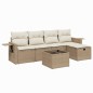 vidaXL 6-tlg. Garten-Sofagarnitur mit Kissen Beige Poly Rattan vidaXL 6-tlg. Garten-Sofagarnitur mit Kissen Beige Poly Rattan