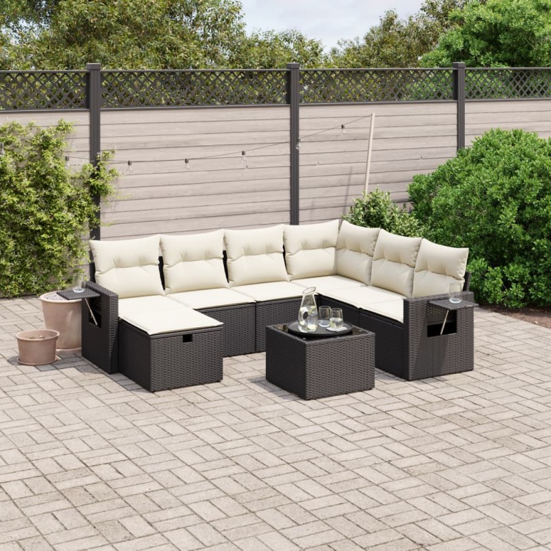 vidaXL 8-tlg. Garten-Sofagarnitur mit Kissen Schwarz Poly Rattan vidaXL 8-tlg. Garten-Sofagarnitur mit Kissen Schwarz Poly Rattan