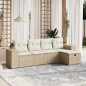 vidaXL 5-tlg. Garten-Sofagarnitur mit Kissen Beige Poly Rattan vidaXL 5-tlg. Garten-Sofagarnitur mit Kissen Beige Poly Rattan