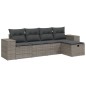 vidaXL 5-tlg. Garten-Sofagarnitur mit Kissen Grau Poly Rattan vidaXL 5-tlg. Garten-Sofagarnitur mit Kissen Grau Poly Rattan