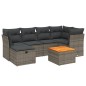 vidaXL 7-tlg. Garten-Sofagarnitur mit Kissen Grau Poly Rattan vidaXL 7-tlg. Garten-Sofagarnitur mit Kissen Grau Poly Rattan