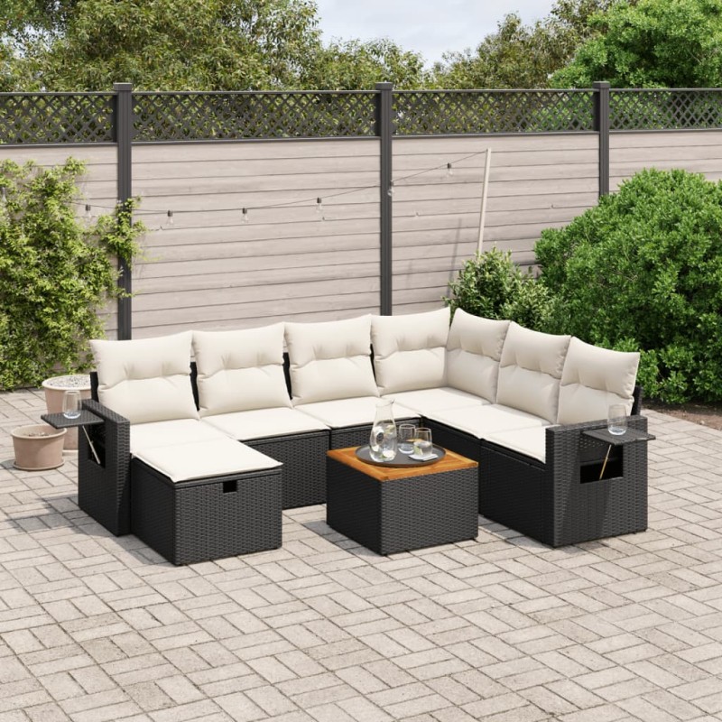 vidaXL 8-tlg. Garten-Sofagarnitur mit Kissen Schwarz Poly Rattan vidaXL 8-tlg. Garten-Sofagarnitur mit Kissen Schwarz Poly Rattan