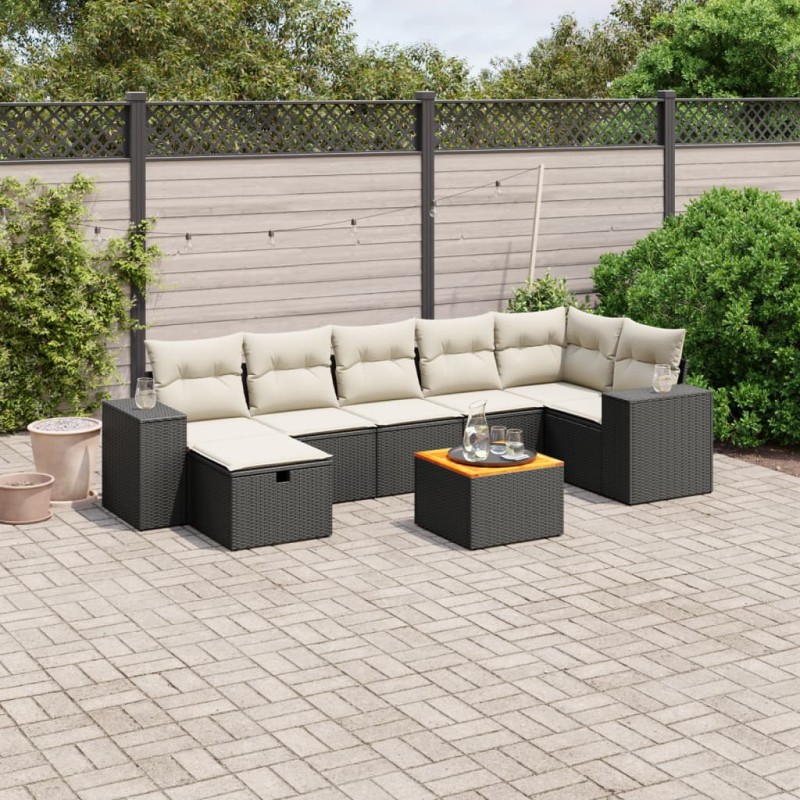 vidaXL 8-tlg. Garten-Sofagarnitur mit Kissen Schwarz Poly Rattan vidaXL 8-tlg. Garten-Sofagarnitur mit Kissen Schwarz Poly Rattan