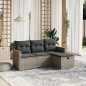 vidaXL 4-tlg. Garten-Sofagarnitur mit Kissen Grau Poly Rattan vidaXL 4-tlg. Garten-Sofagarnitur mit Kissen Grau Poly Rattan