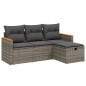 vidaXL 4-tlg. Garten-Sofagarnitur mit Kissen Grau Poly Rattan vidaXL 4-tlg. Garten-Sofagarnitur mit Kissen Grau Poly Rattan