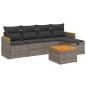 vidaXL 6-tlg. Garten-Sofagarnitur mit Kissen Grau Poly Rattan vidaXL 6-tlg. Garten-Sofagarnitur mit Kissen Grau Poly Rattan