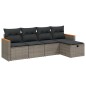 vidaXL 5-tlg. Garten-Sofagarnitur mit Kissen Grau Poly Rattan vidaXL 5-tlg. Garten-Sofagarnitur mit Kissen Grau Poly Rattan