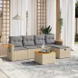 vidaXL 6-tlg. Garten-Sofagarnitur mit Kissen Beige Poly Rattan vidaXL 6-tlg. Garten-Sofagarnitur mit Kissen Beige Poly Rattan