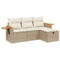 vidaXL 4-tlg. Garten-Sofagarnitur mit Kissen Beige Poly Rattan vidaXL 4-tlg. Garten-Sofagarnitur mit Kissen Beige Poly Rattan