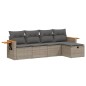 vidaXL 5-tlg. Garten-Sofagarnitur mit Kissen Grau Poly Rattan vidaXL 5-tlg. Garten-Sofagarnitur mit Kissen Grau Poly Rattan