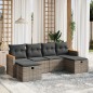 vidaXL 6-tlg. Garten-Sofagarnitur mit Kissen Grau Poly Rattan vidaXL 6-tlg. Garten-Sofagarnitur mit Kissen Grau Poly Rattan
