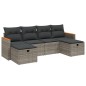vidaXL 6-tlg. Garten-Sofagarnitur mit Kissen Grau Poly Rattan vidaXL 6-tlg. Garten-Sofagarnitur mit Kissen Grau Poly Rattan