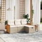 vidaXL 4-tlg. Garten-Sofagarnitur mit Kissen Beige Poly Rattan vidaXL 4-tlg. Garten-Sofagarnitur mit Kissen Beige Poly Rattan