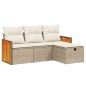 vidaXL 4-tlg. Garten-Sofagarnitur mit Kissen Beige Poly Rattan vidaXL 4-tlg. Garten-Sofagarnitur mit Kissen Beige Poly Rattan