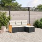 vidaXL 4-tlg. Garten-Sofagarnitur mit Kissen Schwarz Poly Rattan vidaXL 4-tlg. Garten-Sofagarnitur mit Kissen Schwarz Poly Rattan
