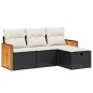 vidaXL 4-tlg. Garten-Sofagarnitur mit Kissen Schwarz Poly Rattan vidaXL 4-tlg. Garten-Sofagarnitur mit Kissen Schwarz Poly Rattan