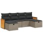 vidaXL 6-tlg. Garten-Sofagarnitur mit Kissen Grau Poly Rattan vidaXL 6-tlg. Garten-Sofagarnitur mit Kissen Grau Poly Rattan