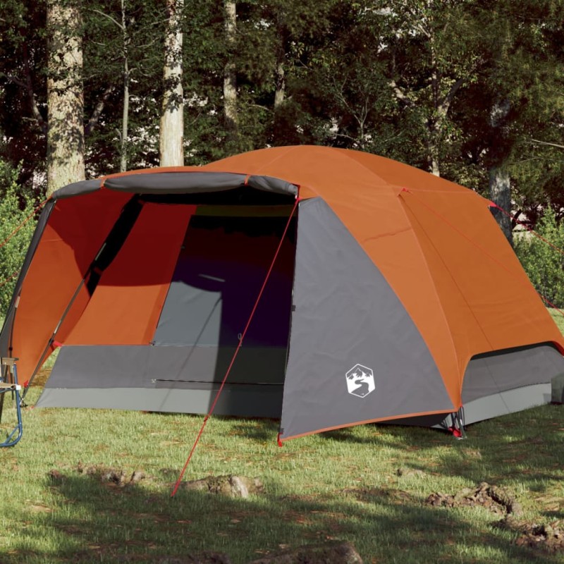 vidaXL Campingzelt 4 Personen Grau & Orange 350x280x155 cm 190T Taft vidaXL Campingzelt 4 Personen Grau & Orange 350x280x155 cm 190T Taft