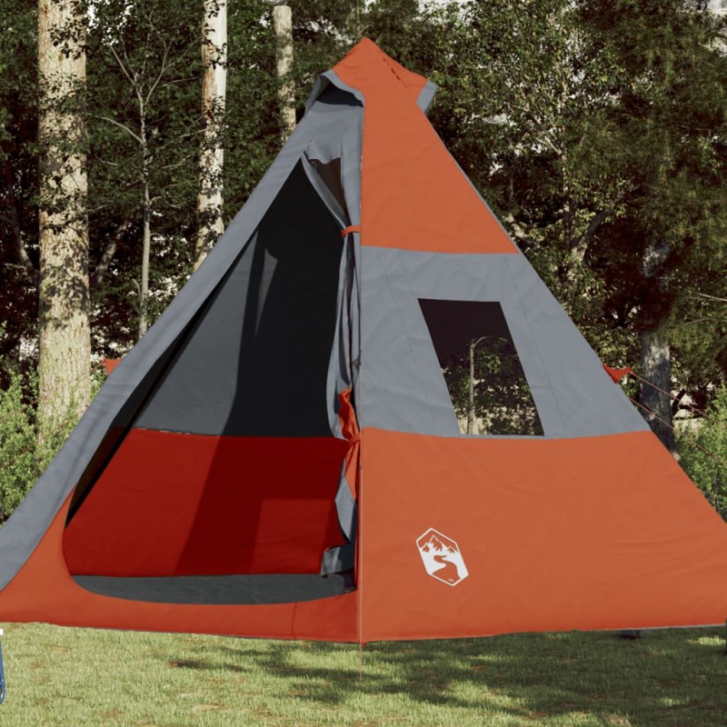 vidaXL Campingzelt 7 Personen Grau & Orange 350x350x280 cm 185T Taft vidaXL Campingzelt 7 Personen Grau & Orange 350x350x280 cm 185T Taft