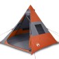 vidaXL Campingzelt 7 Personen Grau & Orange 350x350x280 cm 185T Taft vidaXL Campingzelt 7 Personen Grau & Orange 350x350x280 cm 185T Taft