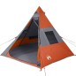 vidaXL Campingzelt 7 Personen Grau & Orange 350x350x280 cm 185T Taft vidaXL Campingzelt 7 Personen Grau & Orange 350x350x280 cm 185T Taft