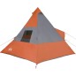 vidaXL Campingzelt 7 Personen Grau & Orange 350x350x280 cm 185T Taft vidaXL Campingzelt 7 Personen Grau & Orange 350x350x280 cm 185T Taft