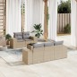 vidaXL 6-tlg. Garten-Sofagarnitur mit Kissen Beige Poly Rattan vidaXL 6-tlg. Garten-Sofagarnitur mit Kissen Beige Poly Rattan