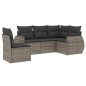 vidaXL 5-tlg. Garten-Sofagarnitur mit Kissen Grau Poly Rattan vidaXL 5-tlg. Garten-Sofagarnitur mit Kissen Grau Poly Rattan