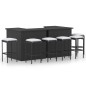 8-tlg. Gartenbar-Set mit Kissen Poly Rattan Schwarz 8-tlg. Gartenbar-Set mit Kissen Poly Rattan Schwarz