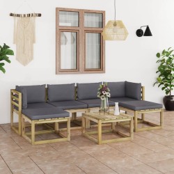 7-tlg. Garten-Lounge-Set mit Kissen Imprägniertes Kiefernholz